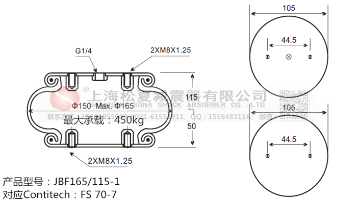 JBF165/115-1橡膠<a href='http://freeinteriorimages.com/' target='_blank'><u>空氣彈簧</u></a>