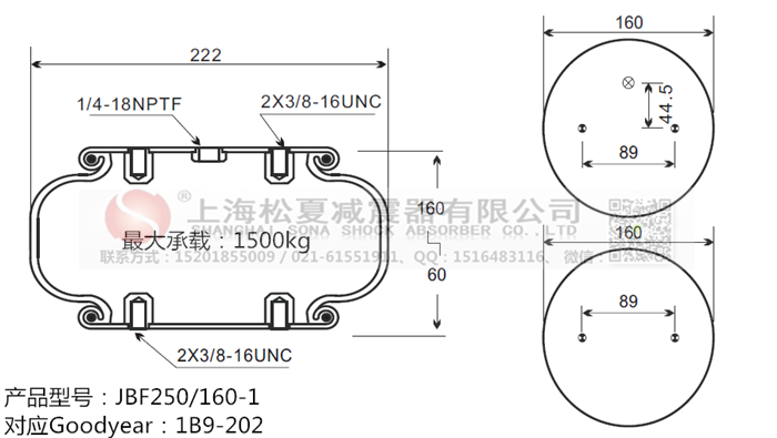 JBF250/160-1橡膠<a href='http://freeinteriorimages.com/' target='_blank'><u>空氣彈簧</u></a>