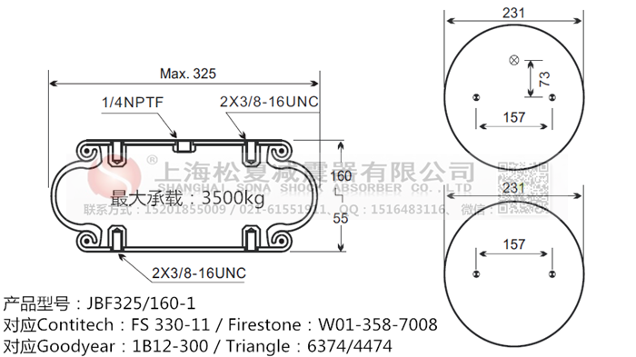 JBF325/160-1橡膠<a href='http://freeinteriorimages.com/' target='_blank'><u>空氣彈簧</u></a>