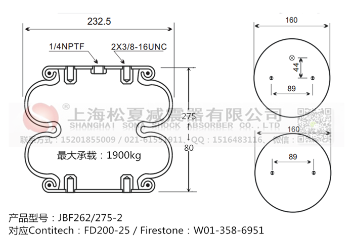 JBF262/275-2橡膠<a href='http://freeinteriorimages.com/' target='_blank'><u>空氣彈簧</u></a>