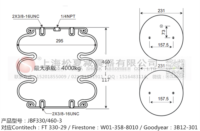 JBF330/460-3橡膠<a href='http://freeinteriorimages.com/' target='_blank'><u>空氣彈簧</u></a>
